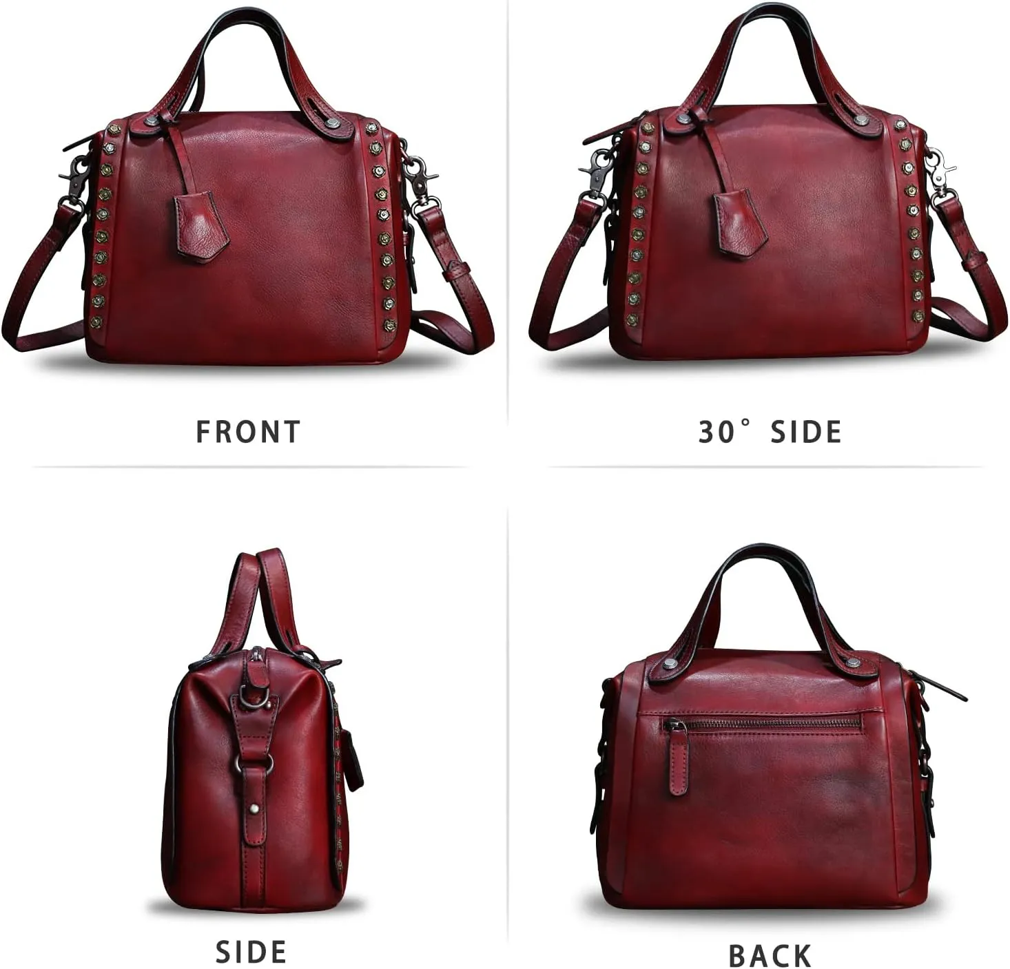 Genuine Leather Satchel Handbag for Women Retro Handmade Top Handle Crossbody Shoulder Bag Purses