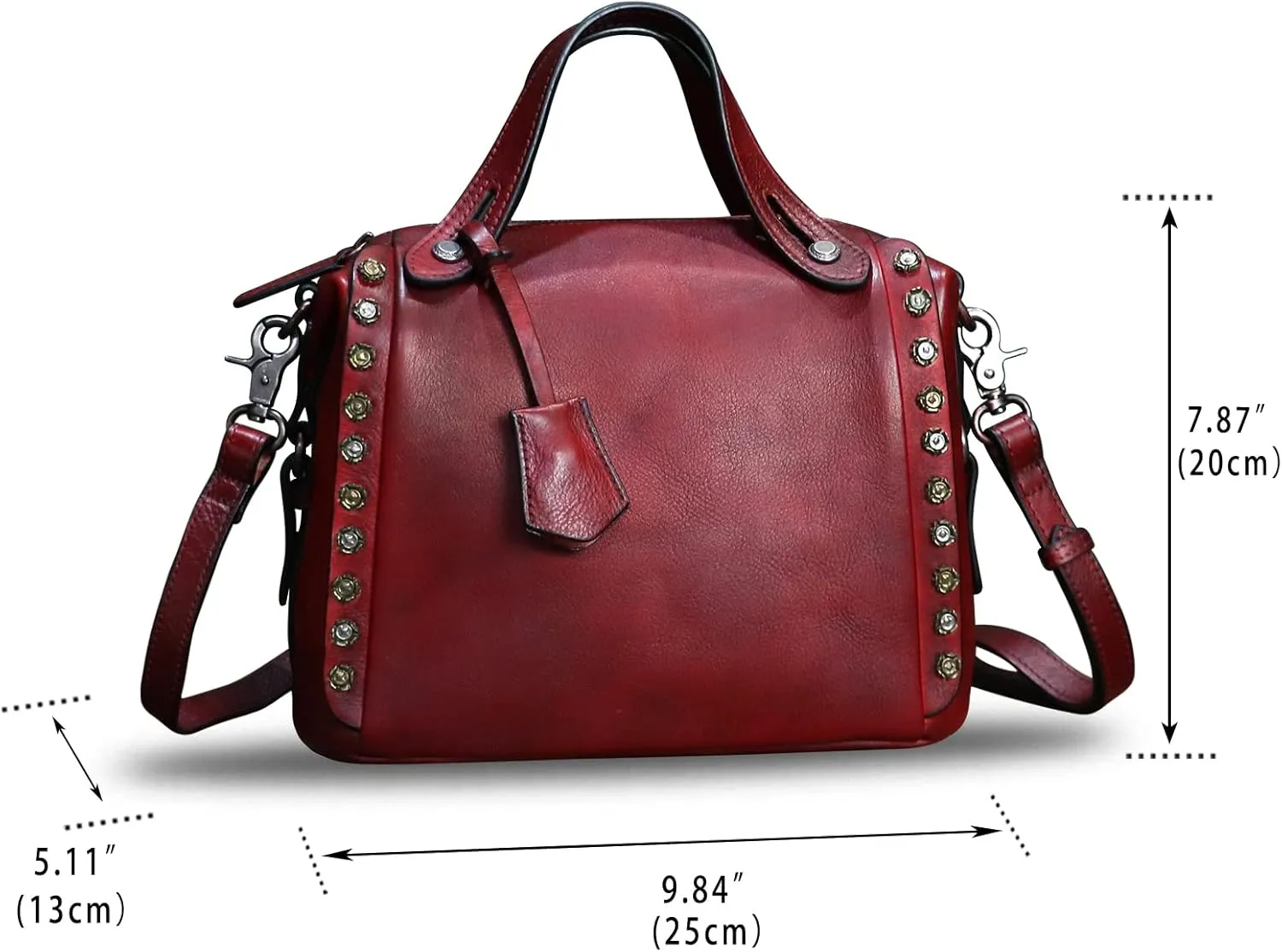 Genuine Leather Satchel Handbag for Women Retro Handmade Top Handle Crossbody Shoulder Bag Purses