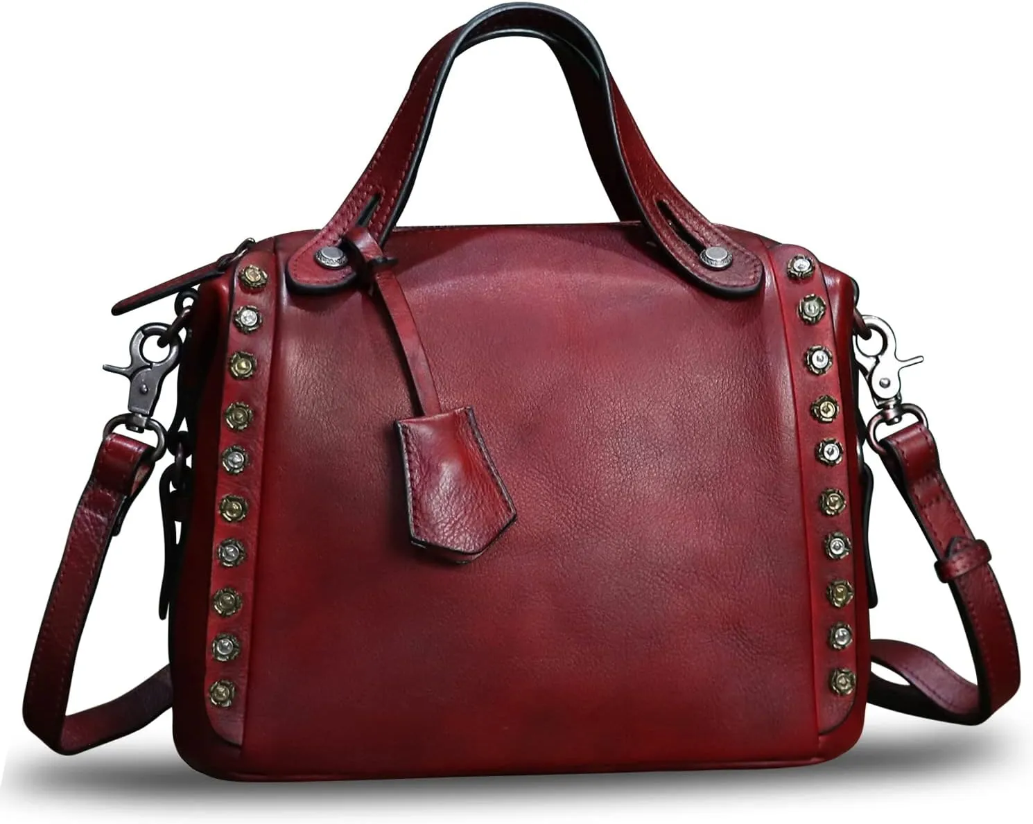 Genuine Leather Satchel Handbag for Women Retro Handmade Top Handle Crossbody Shoulder Bag Purses