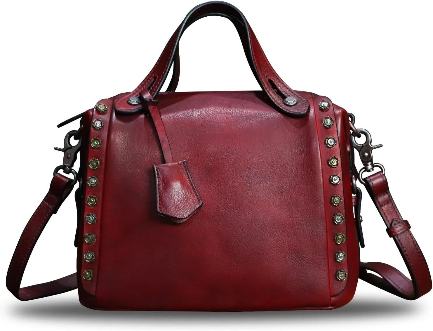 Genuine Leather Satchel Handbag for Women Retro Handmade Top Handle Crossbody Shoulder Bag Purses