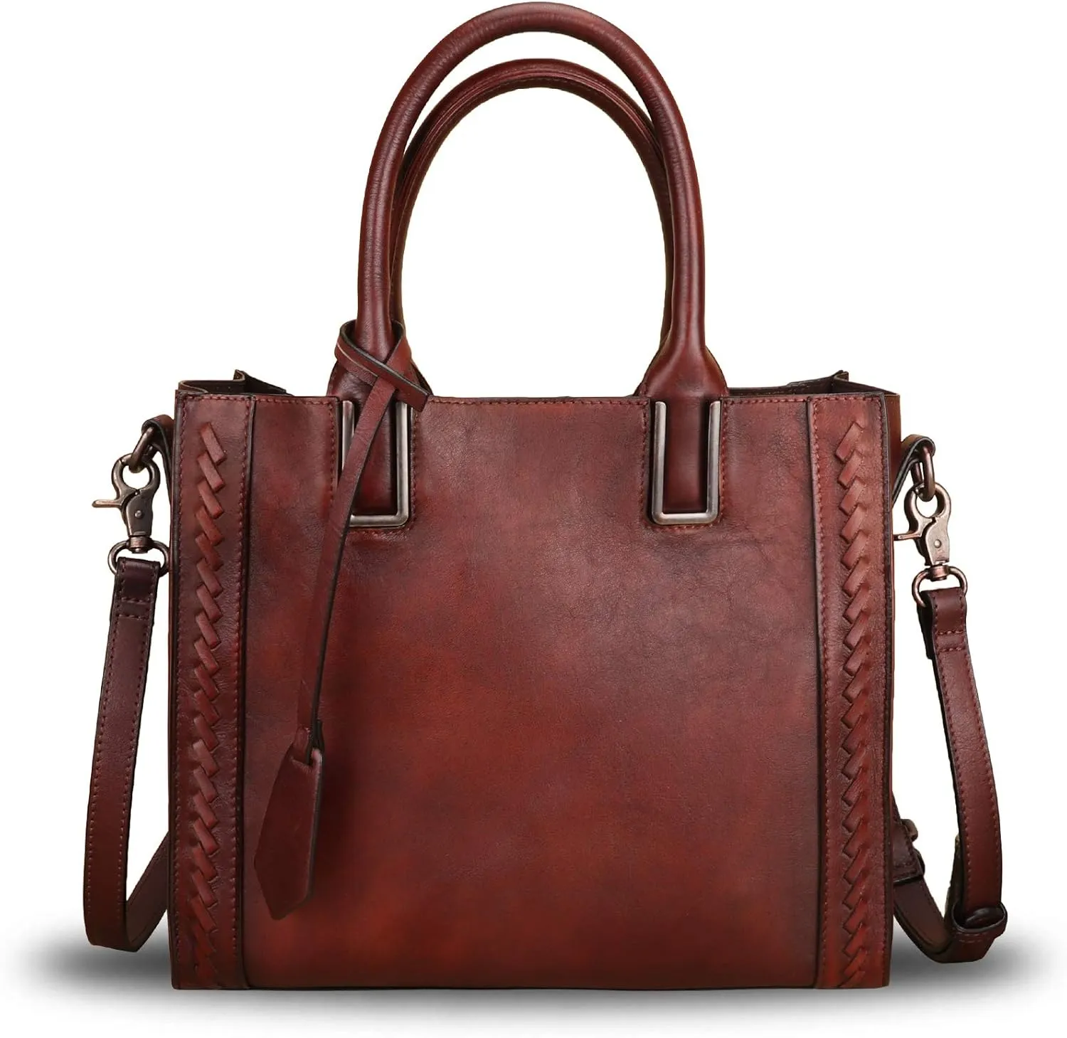 Genuine Leather Satchel Handbag for Women Vintage Handmade Shoulder Bag Cowhide Tote Purse