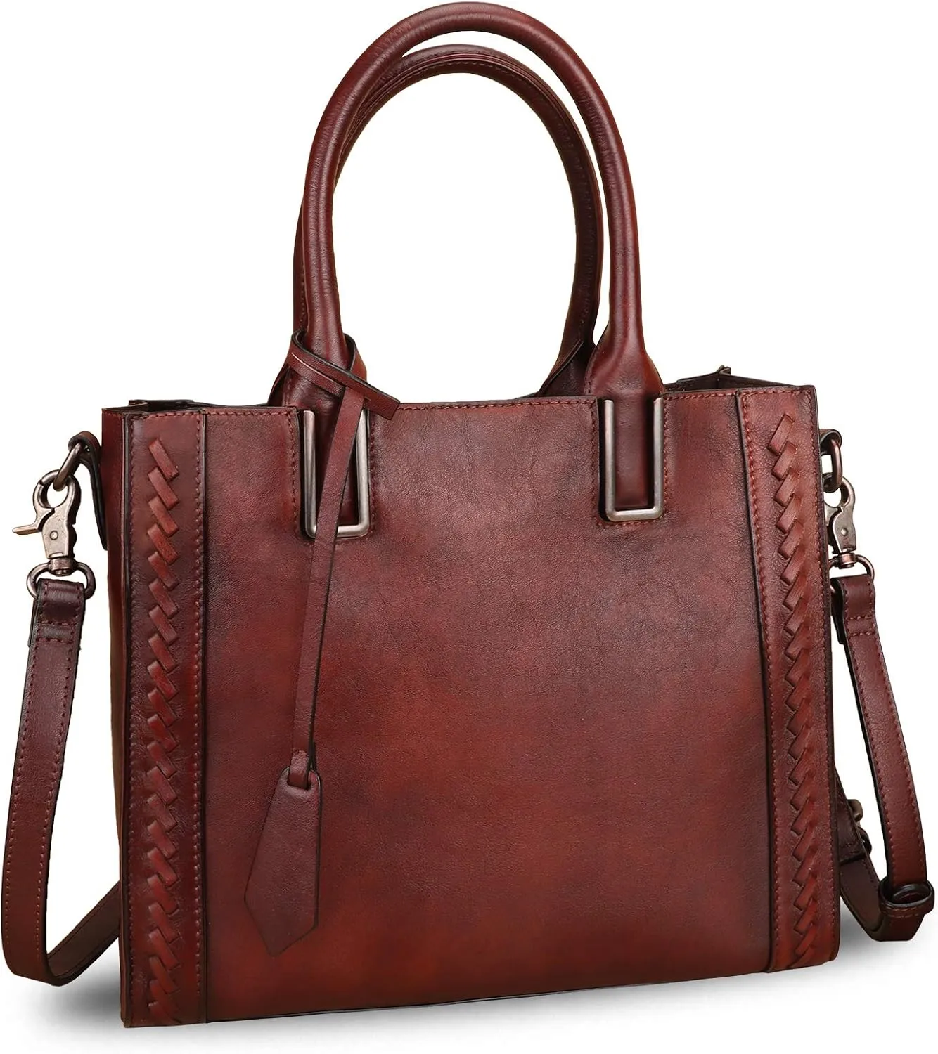 Genuine Leather Satchel Handbag for Women Vintage Handmade Shoulder Bag Cowhide Tote Purse