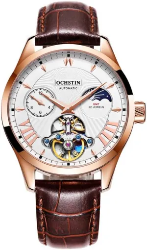 Genuine Leather Strap Business Casual Automatic Tourbillon Mechanical Watches for Men