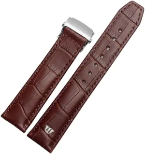 Genuine Leather Watchband for Maurice Lacroix Watch Strap 20mm 22mm Folding Buckle Leisure Business Cow Leather Bracelet (Color : 26mm, Size : 20mm)