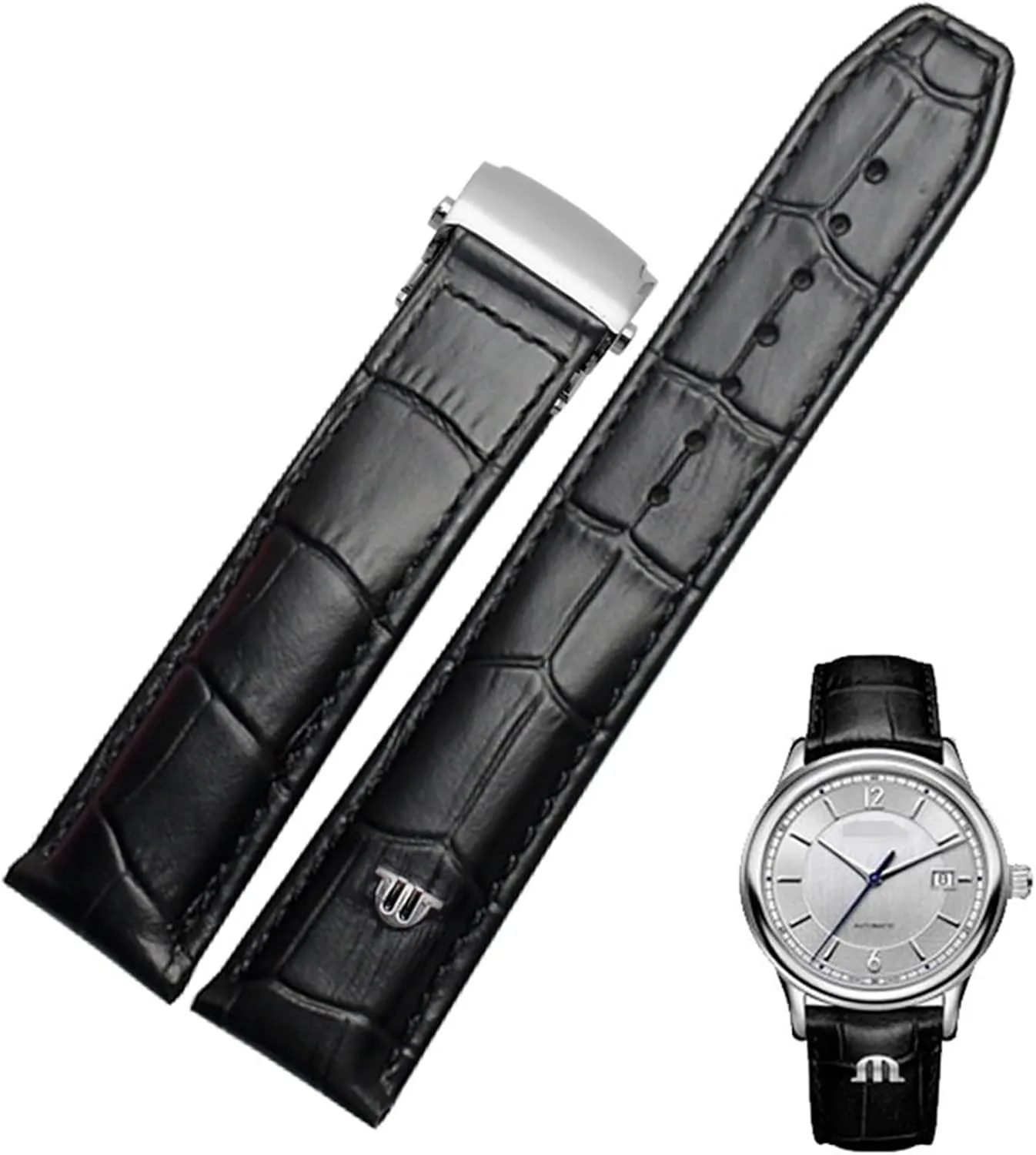 Genuine Leather Watchband For Watch Strap 20mm 22mm Folding Buckle Leisure Business Cow Leather Bracelet