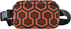 Geometric Hexagons Red Orange Black Abstract Polygon Patter Adjustable Belt Running Bag, Crossbody Fanny Pack Waist Runners Bag Tote for Women Men Sports Hiking Fitness Exercise Gym Pouch