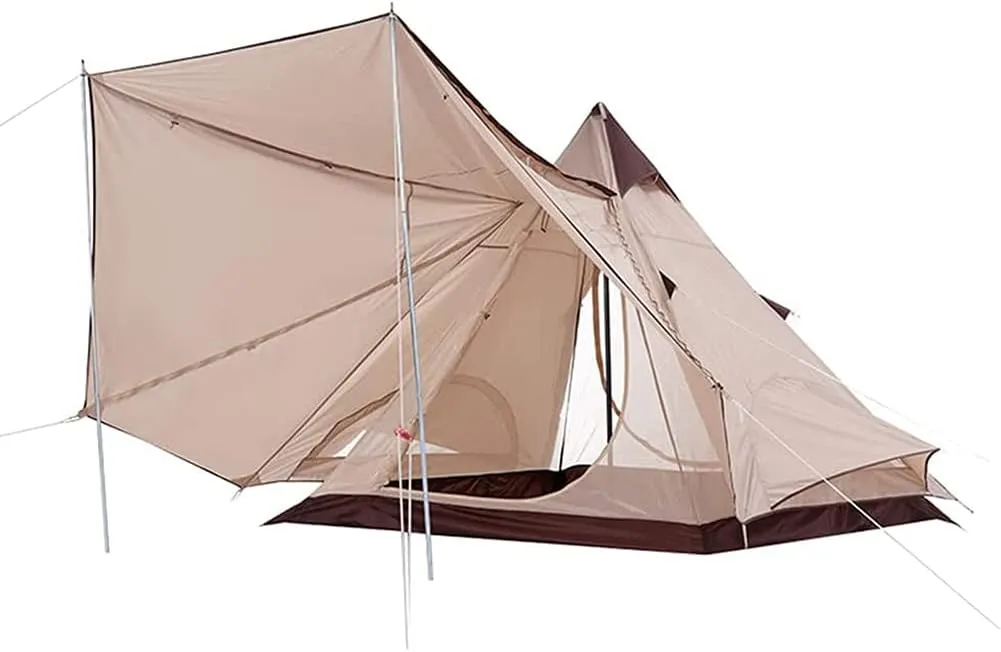 GeRRiT Outdoor Camping Pyramid Tent Double Layers Indian Beach Tent Casual Picnic Camping Mongolian Yurt Tent Hiking Shelter