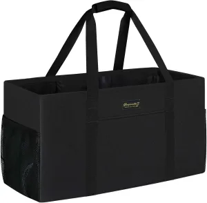 GhvyenntteS Extra Large Utility Tote Bag, Stand Up Utility Tote with Metal Wire Frame & Hard Bottom Board, Reusable Grocery Bags With Handles, Extra Large Beach Bag, Collapsible Car Tote