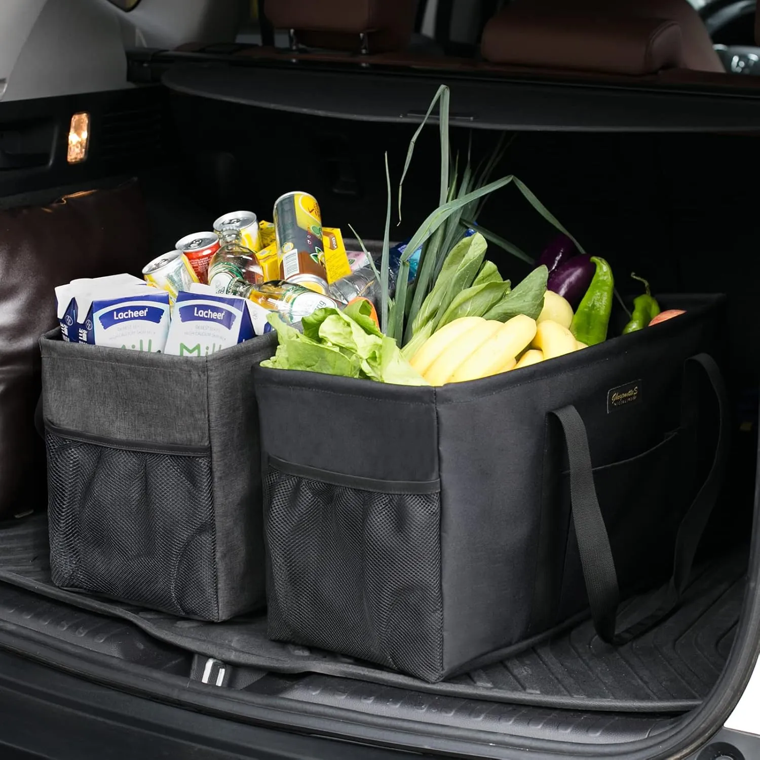 GhvyenntteS Extra Large Utility Tote Bag, Stand Up Utility Tote with Metal Wire Frame & Hard Bottom Board, Reusable Grocery Bags With Handles, Extra Large Beach Bag, Collapsible Car Tote
