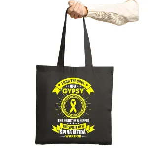 Gift for Bifida Warriors Soul of a Gypsy Yellow Ribbon Navy Black Multicolor Canvas Tote Bag