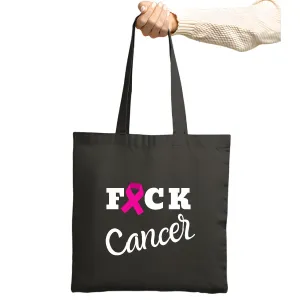 Gift for Breast Cancer SurvivorFck Cancer Humor Motivational Uplifting Navy Black Multicolor Canvas Tote Bag