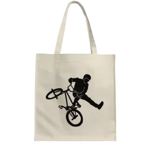 Gift for Cycling Stunt Cycling Natural White Multicolor Canvas Tote Bag