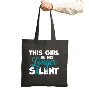 Gift for Her No Longer Silent Sexual Assault Awareness Navy Black Multicolor Canvas Tote Bag
