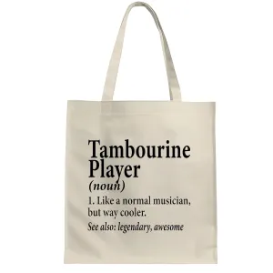 Gift for the Musician Define Your Rhythm with Tambourine and Timbrel Percussion Instruments Natural White Multicolor Canvas Tote Bag