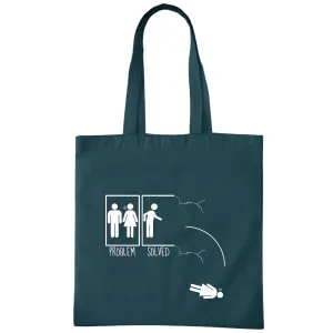 Gift Idea Problem Solved Funny Divorce Break Up Humor Ex Girlfriend Wife Navy Black Multicolor Canvas Tote Bag