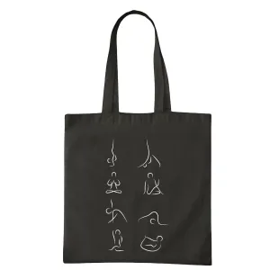 Gift of Yoga Perfect Gift for Yogis Artistic Yoga Pose Outline Design Navy Black Multicolor Canvas Tote Bag