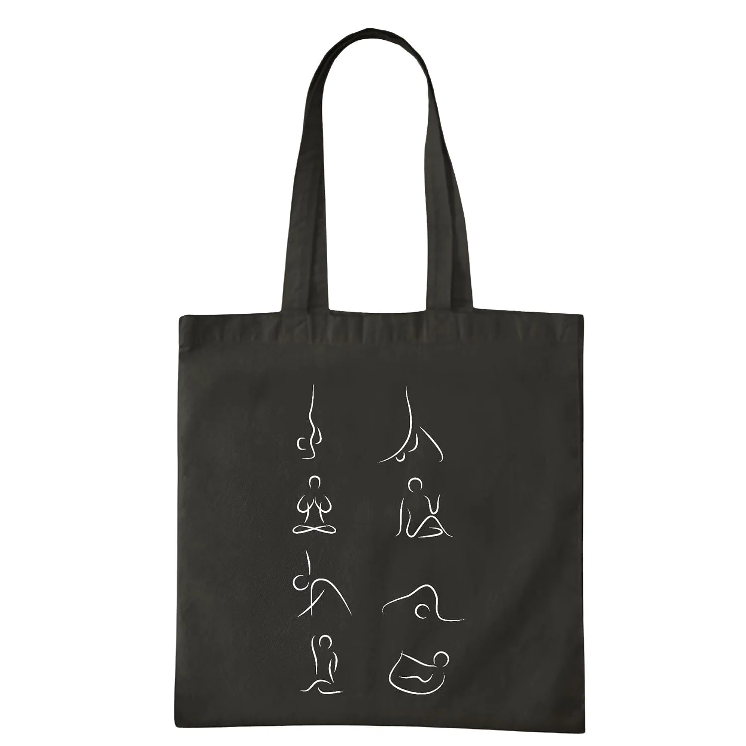 Gift of Yoga Perfect Gift for Yogis Artistic Yoga Pose Outline Design Navy Black Multicolor Canvas Tote Bag