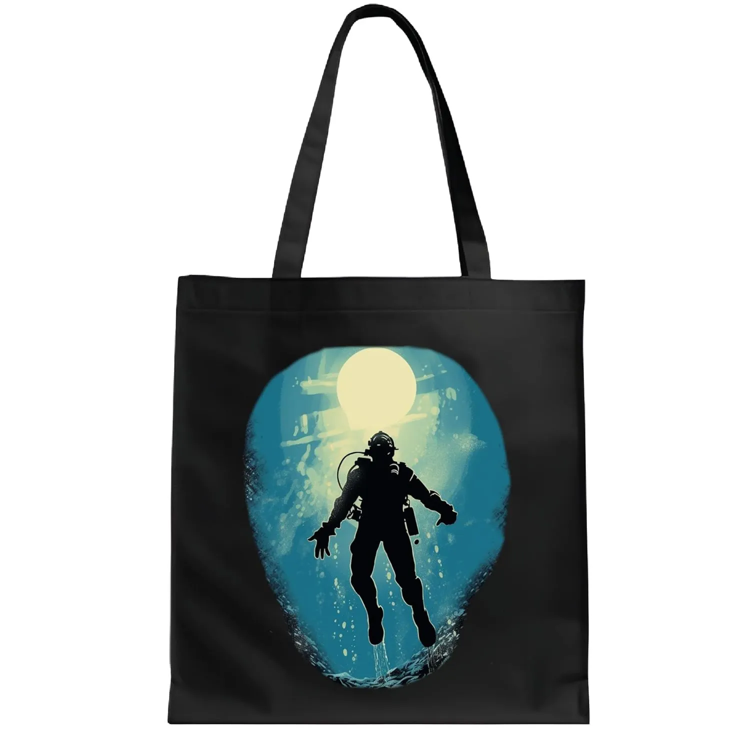 Gifting Fun Underwater Adventure With Scuba Gear For Swimmers Black Multicolor Canvas Tote Bag