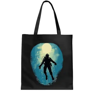 Gifting Fun Underwater Adventure With Scuba Gear For Swimmers Black Multicolor Canvas Tote Bag