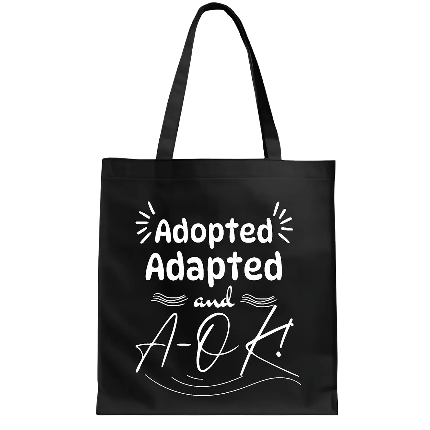 Gifts for Adoptive Families Celebrate Adoption Day with Quotes Funny Gifts for Adoptive Moms Dads Navy Black Multicolor Canvas Tote Bag