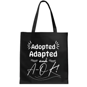 Gifts for Adoptive Families Celebrate Adoption Day with Quotes Funny Gifts for Adoptive Moms Dads Navy Black Multicolor Canvas Tote Bag
