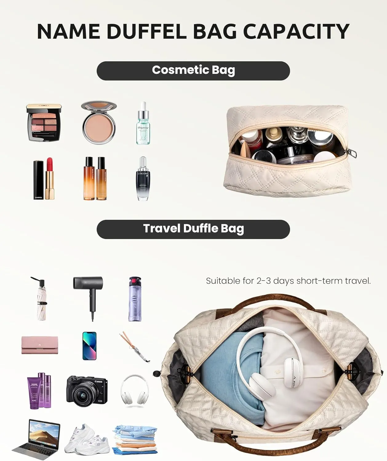 Gifts for Girls-Initial Duffle Bag with Shoe Compartment, Personalized Weekender Bag, Monogram Overnight Bag, Letter Travel Bag with Makeup Bag，Personalized Gift Idea for Women Her (Letter G)