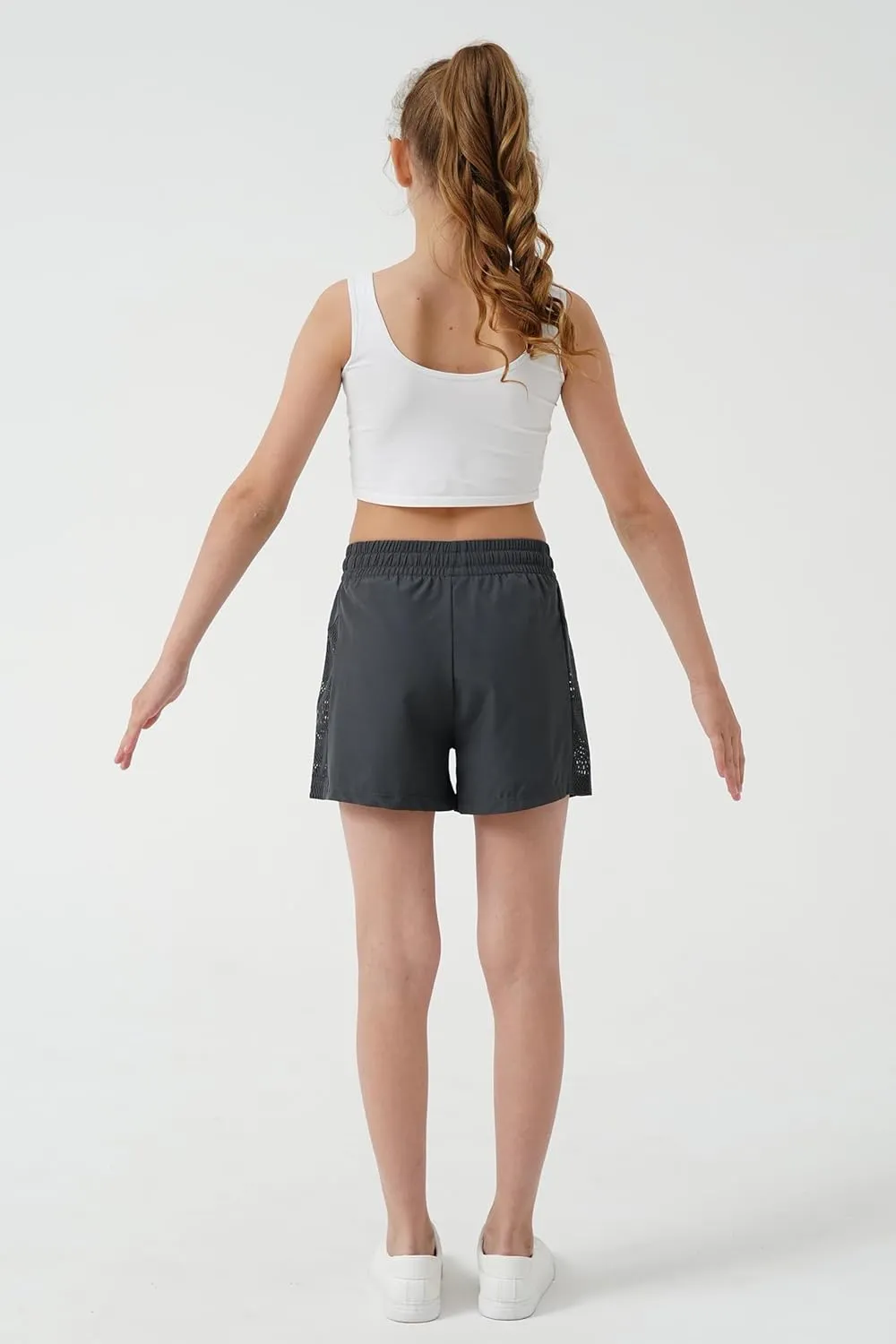 Girls Athletic Shorts with Spandex Liner Quick Dry Running Fitness Shorts for Kids Teen Active Sports Track