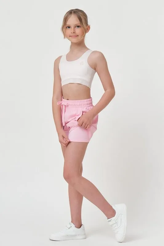Girls Athletic Shorts with Spandex Liner Quick Dry Running Fitness Shorts for Kids Teen Active Sports Track