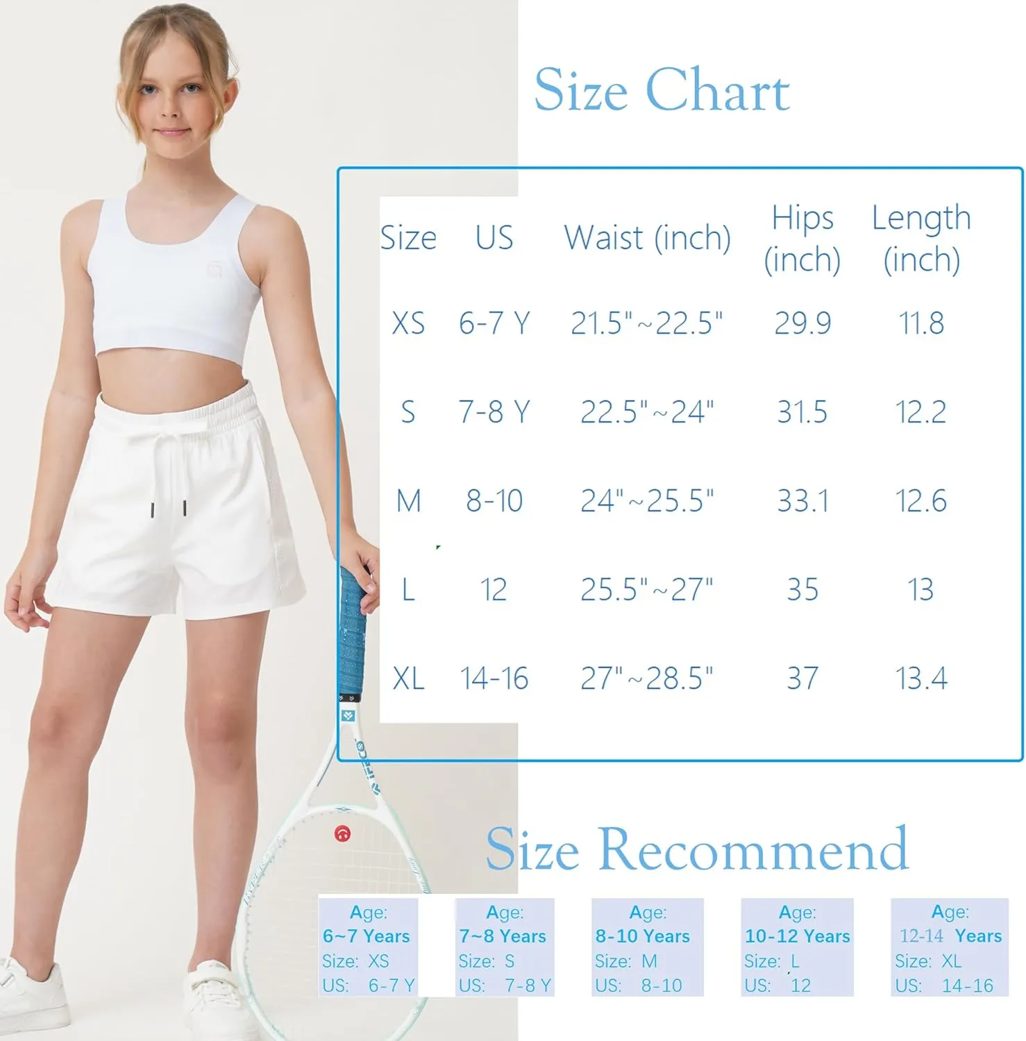 Girls Athletic Shorts with Spandex Liner Quick Dry Running Fitness Shorts for Kids Teen Active Sports Track