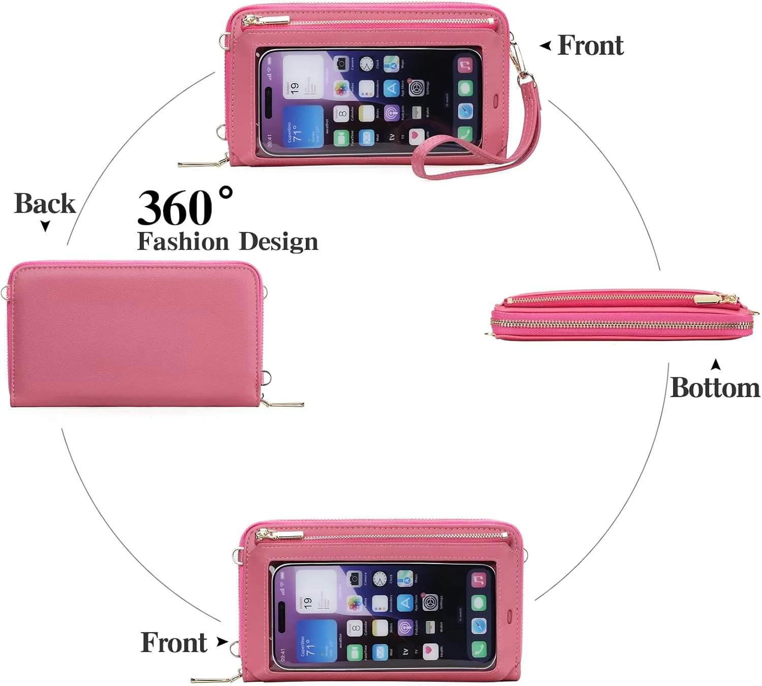 GOIACII Phone Purse Crossbody Bags for Women Small Travel Wallet Touch Screen RFID Blocking