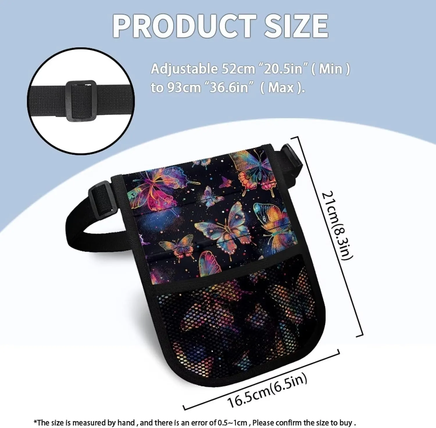 Gomyblomy Nurse Fanny Pack, Aesthetic Butterfly Nursing Fanny Pack for Women, Sturdy Nurse Organizer Pouch for Medical Supplies, Nurse Belt Bag with Gear Pocket