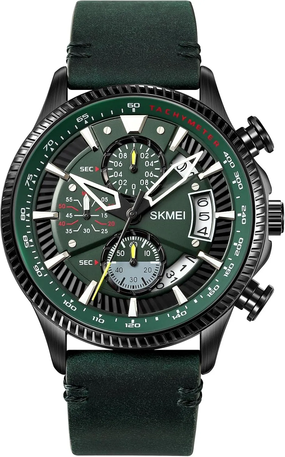 Gosasa Fashion Men's Watch Multifunction Quartz Watches for Men Big Dial Chronograph Date Leather Strap Sport Male Wristwatch Waterproof