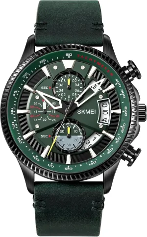 Gosasa Fashion Men's Watch Multifunction Quartz Watches for Men Big Dial Chronograph Date Leather Strap Sport Male Wristwatch Waterproof