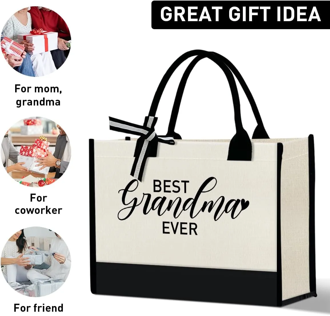 Grandma Canvas Tote Bag Gift, Grandma Gift for Birthday Mother's Day Retirement Nana Grandma to Be Grocery Bag