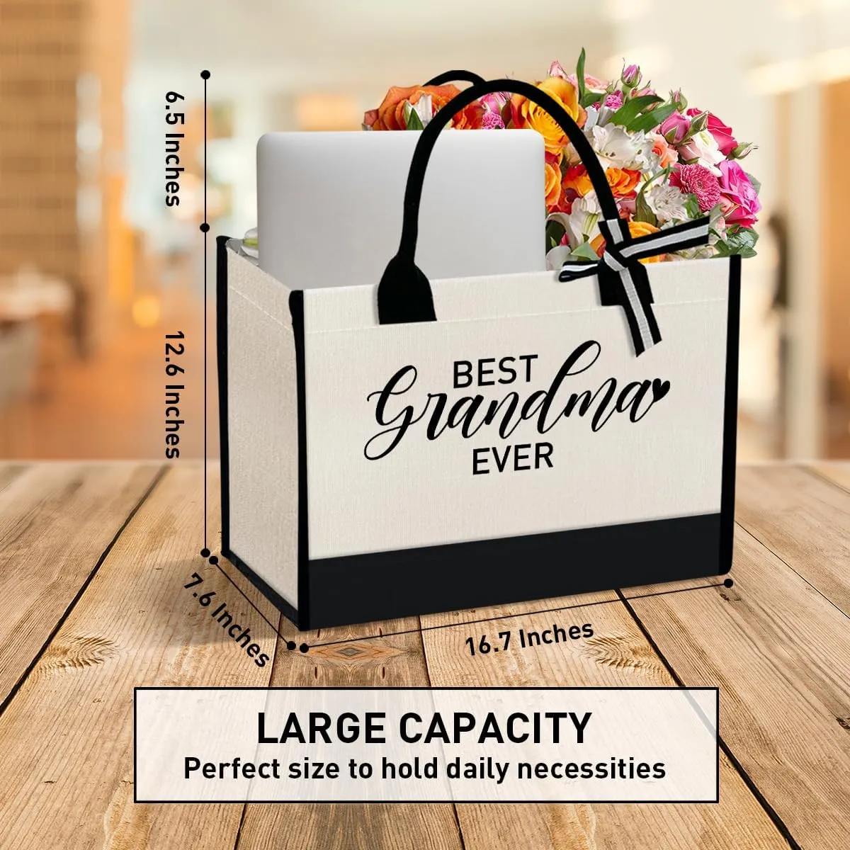 Grandma Canvas Tote Bag Gift, Grandma Gift for Birthday Mother's Day Retirement Nana Grandma to Be Grocery Bag