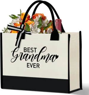 Grandma Canvas Tote Bag Gift, Grandma Gift for Birthday Mother's Day Retirement Nana Grandma to Be Grocery Bag