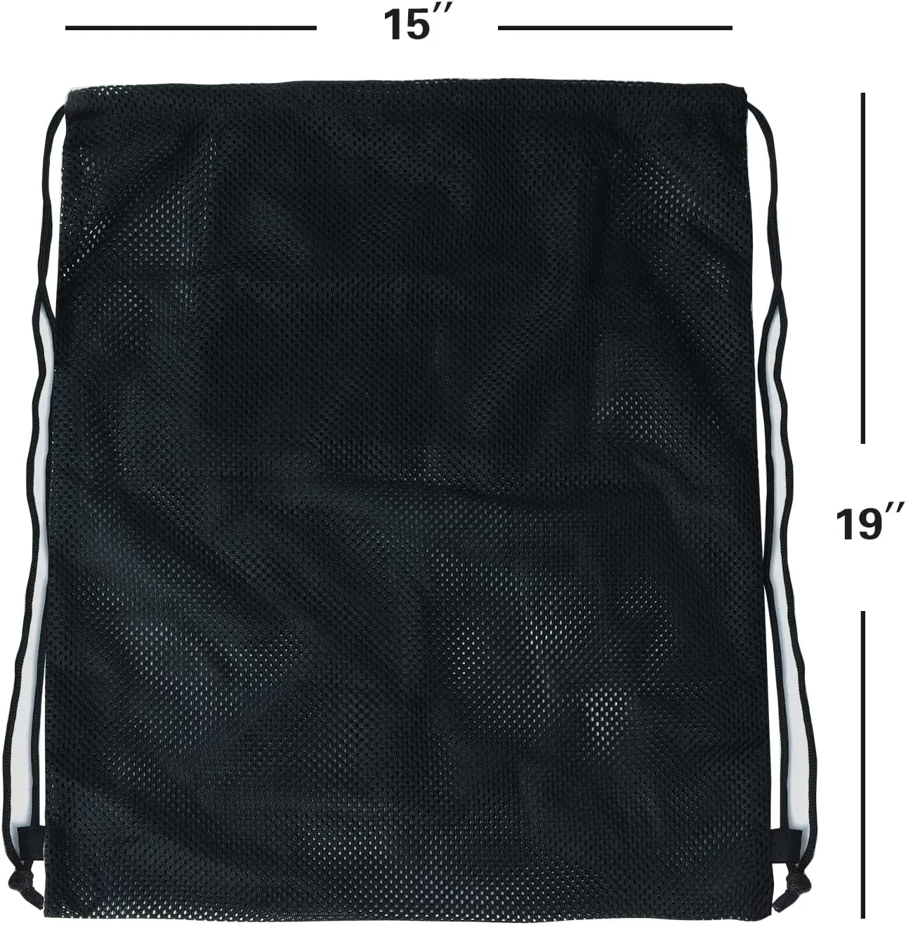 GSE Games & Sports Expert 19"x15" Black Mesh Drawstring Backpack Bag for Baseball, Softball, Tennis, Pickleball Ball, Golf Ball. Mesh Sports Equipment Bag with Lock for Gym, Beach, Laundry