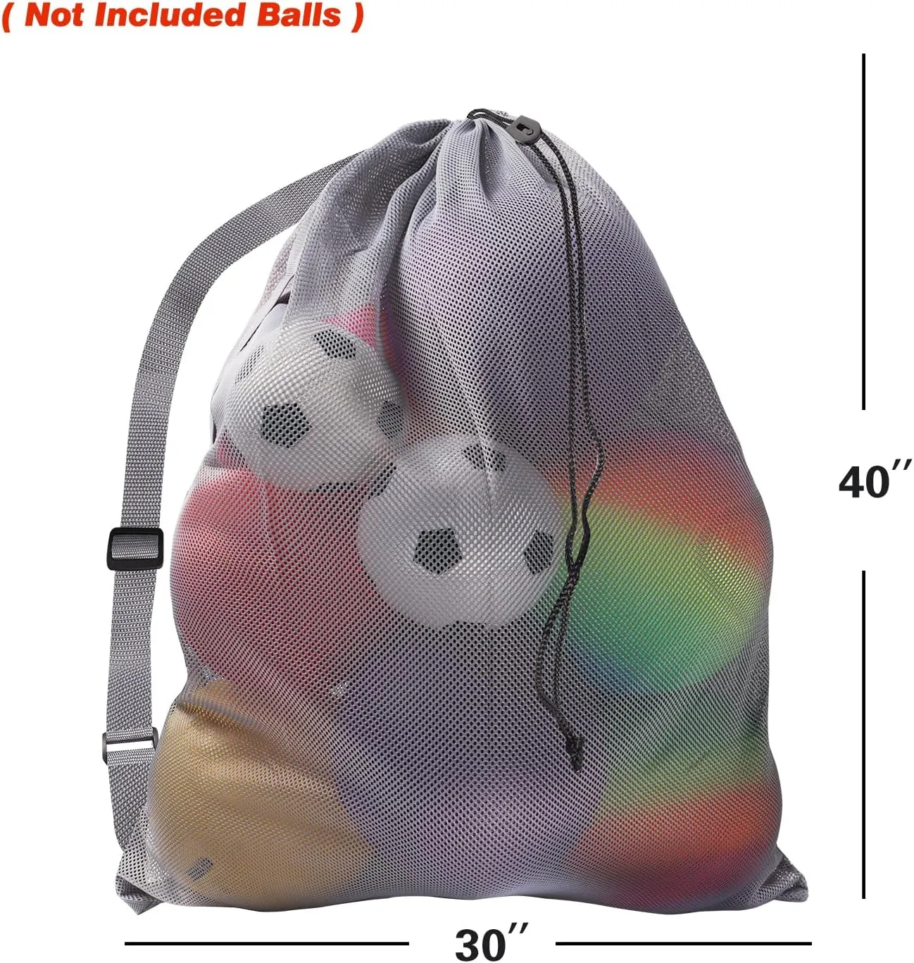GSE Games & Sports Expert 6 Pack Colored Extra Large Mesh Sports Ball Drawstring Bag, 30" x 40" Soccer Equipment Bag with Adjustable Shoulder Strap for Football, Basketball, Volleyball, Swimming