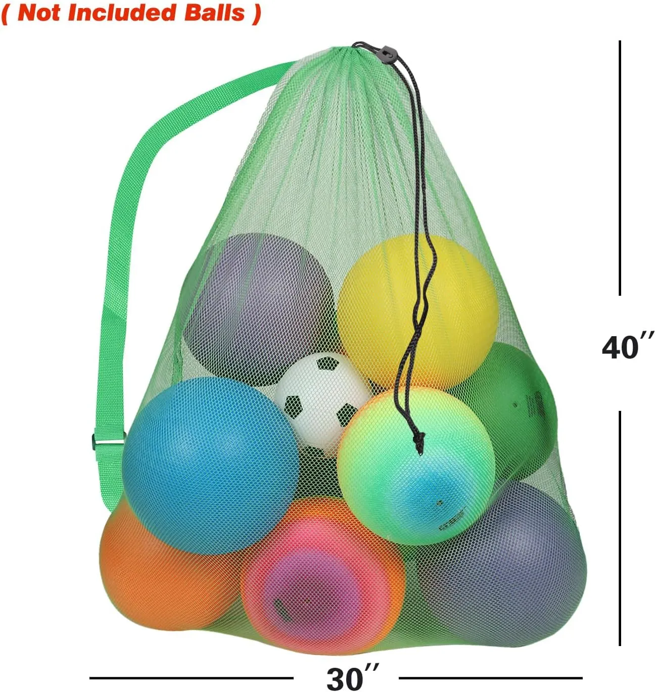 GSE Games & Sports Expert 6 Pack Green Extra Large Mesh Sports Ball Drawstring Bag, 30" x 40" Soccer Equipment Bag with Adjustable Shoulder Strap for Football, Basketball, Volleyball, Swimming