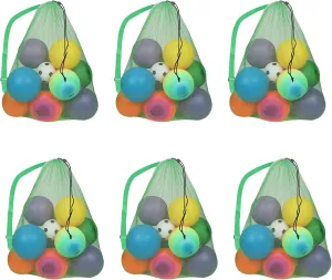 GSE Games & Sports Expert 6 Pack Green Extra Large Mesh Sports Ball Drawstring Bag, 30" x 40" Soccer Equipment Bag with Adjustable Shoulder Strap for Football, Basketball, Volleyball, Swimming