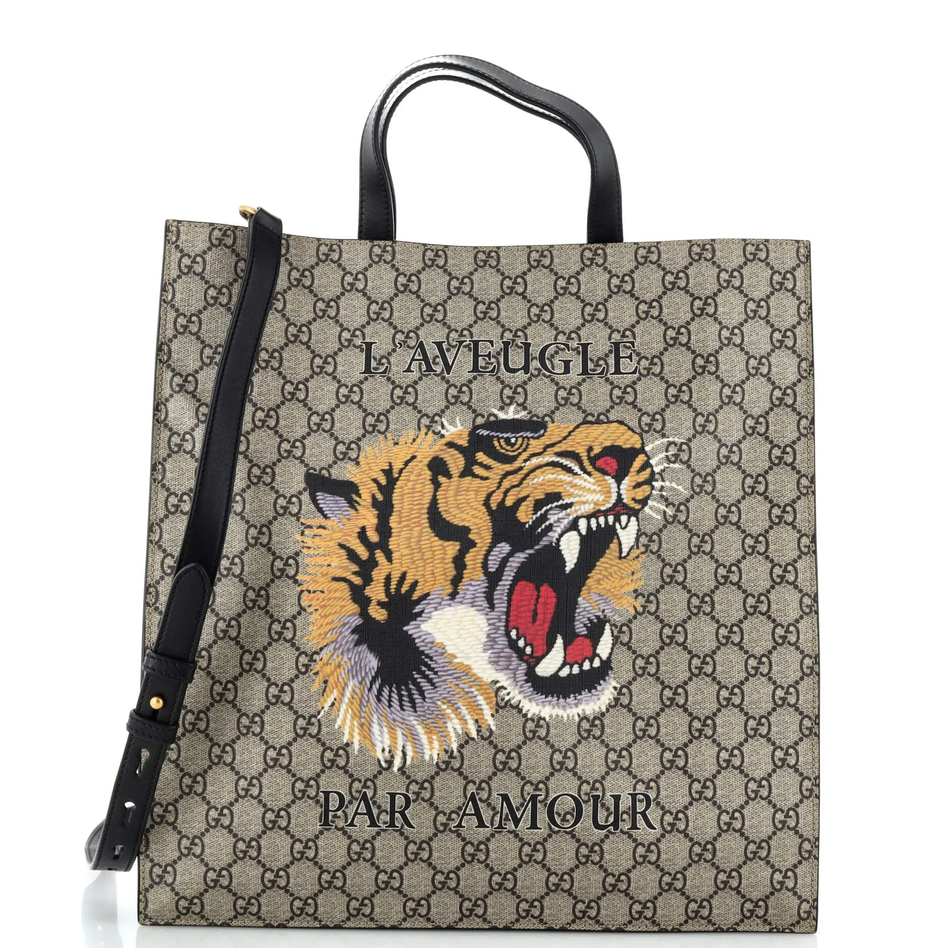 GUCCI Convertible Soft Open Tote Printed GG Coated Canvas Tall