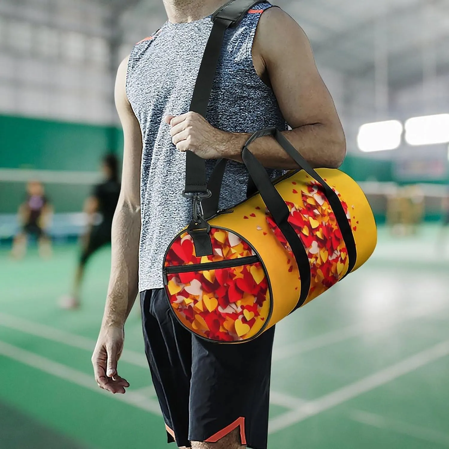 Gym Bag for Men Women Composed of Heart Shape Duffel Bag Overnight Bag with Compartment Gym Sackpac