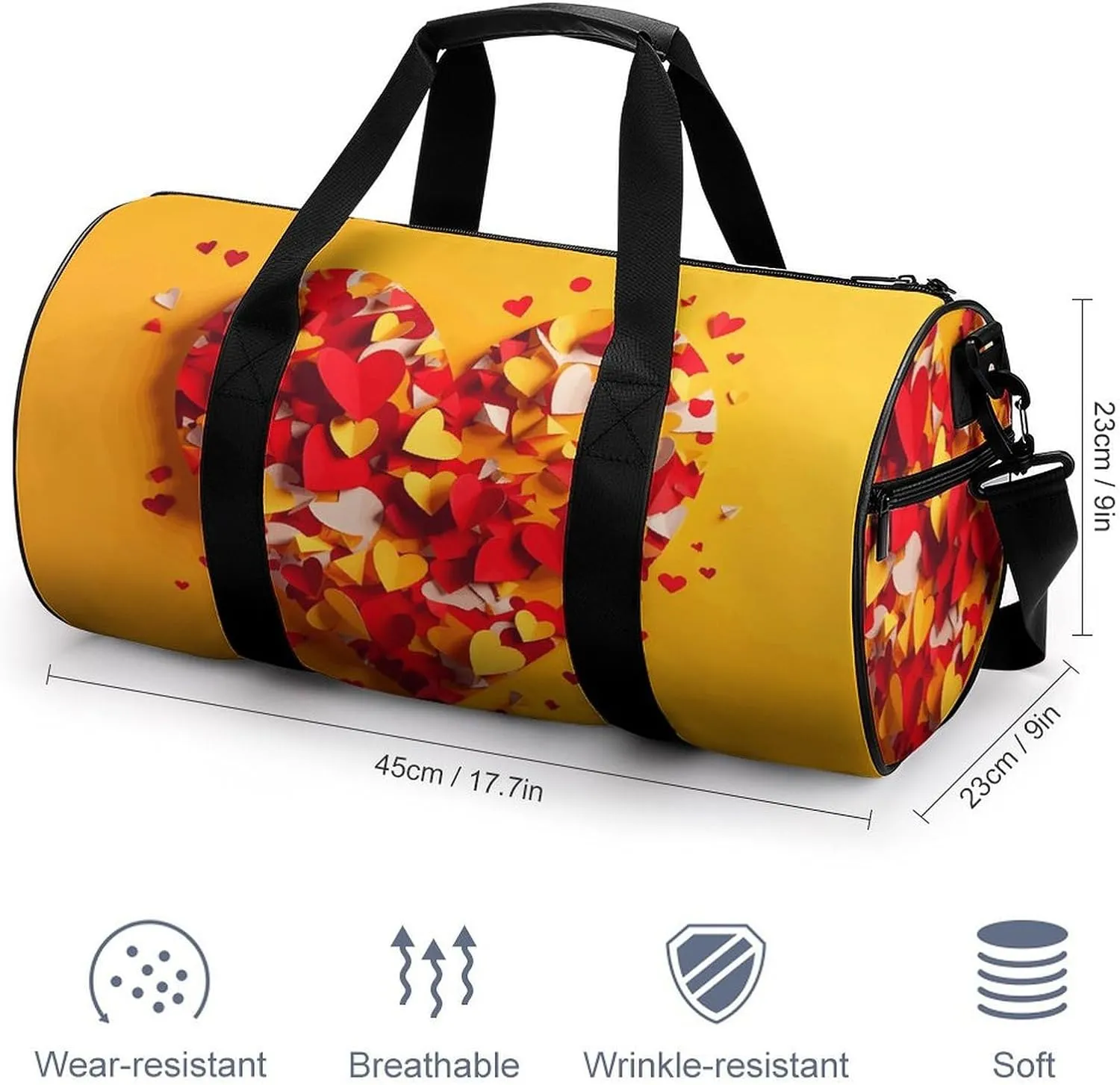 Gym Bag for Men Women Composed of Heart Shape Duffel Bag Overnight Bag with Compartment Gym Sackpac