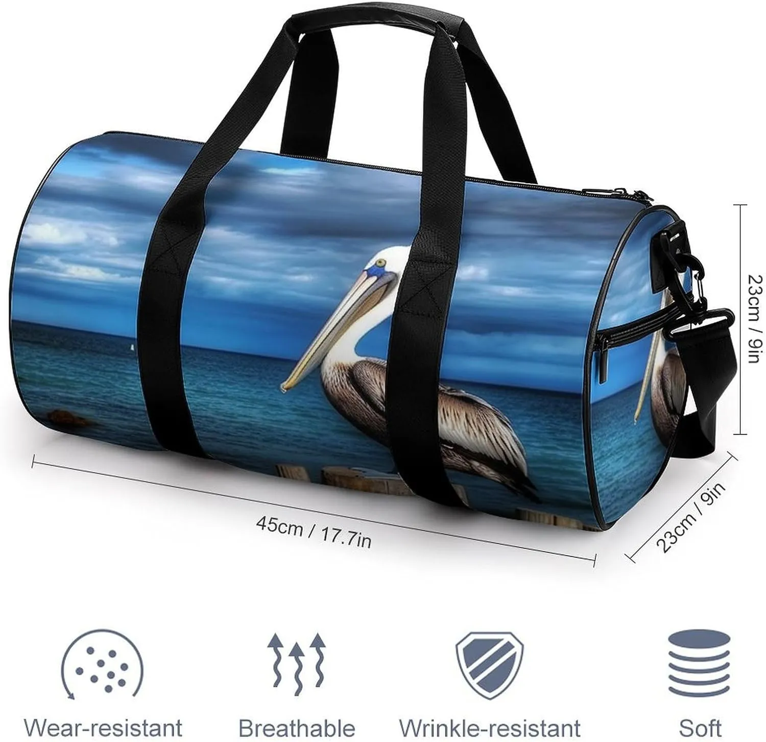 Gym Bag for Men Women Pelican Bird Duffel Bag Overnight Bag with Compartment Gym Sackpac