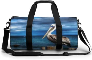 Gym Bag for Men Women Pelican Bird Duffel Bag Overnight Bag with Compartment Gym Sackpac