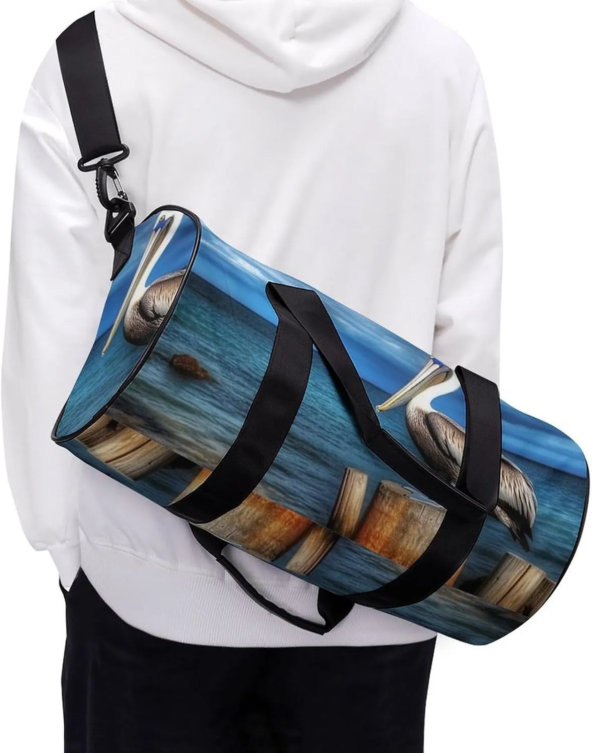 Gym Bag for Men Women Pelican Bird Duffel Bag Overnight Bag with Compartment Gym Sackpac