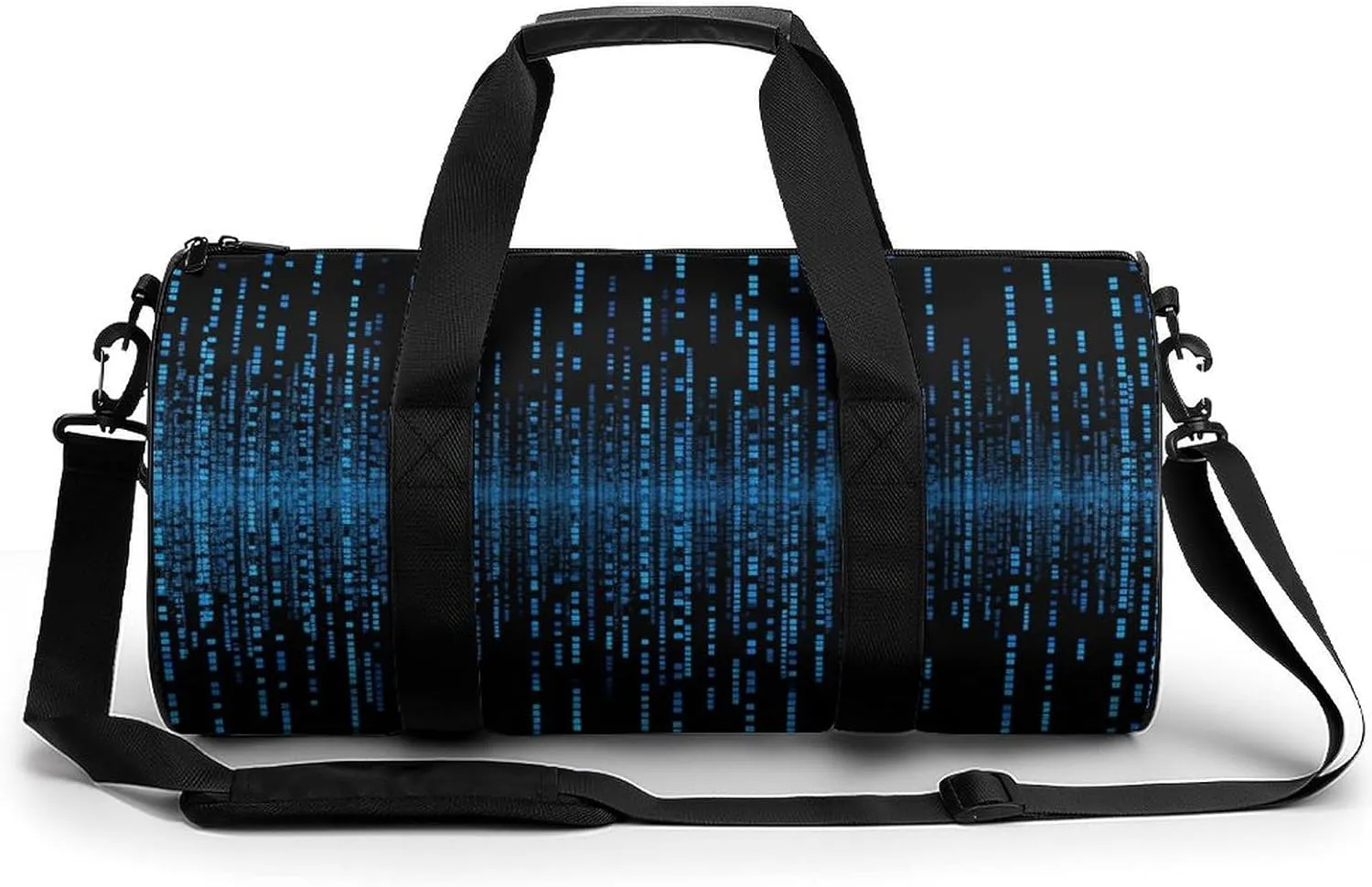 Gym Bag for Men Women The Blue Binary Matrix Duffel Bag Overnight Bag with Compartment Gym Sackpac