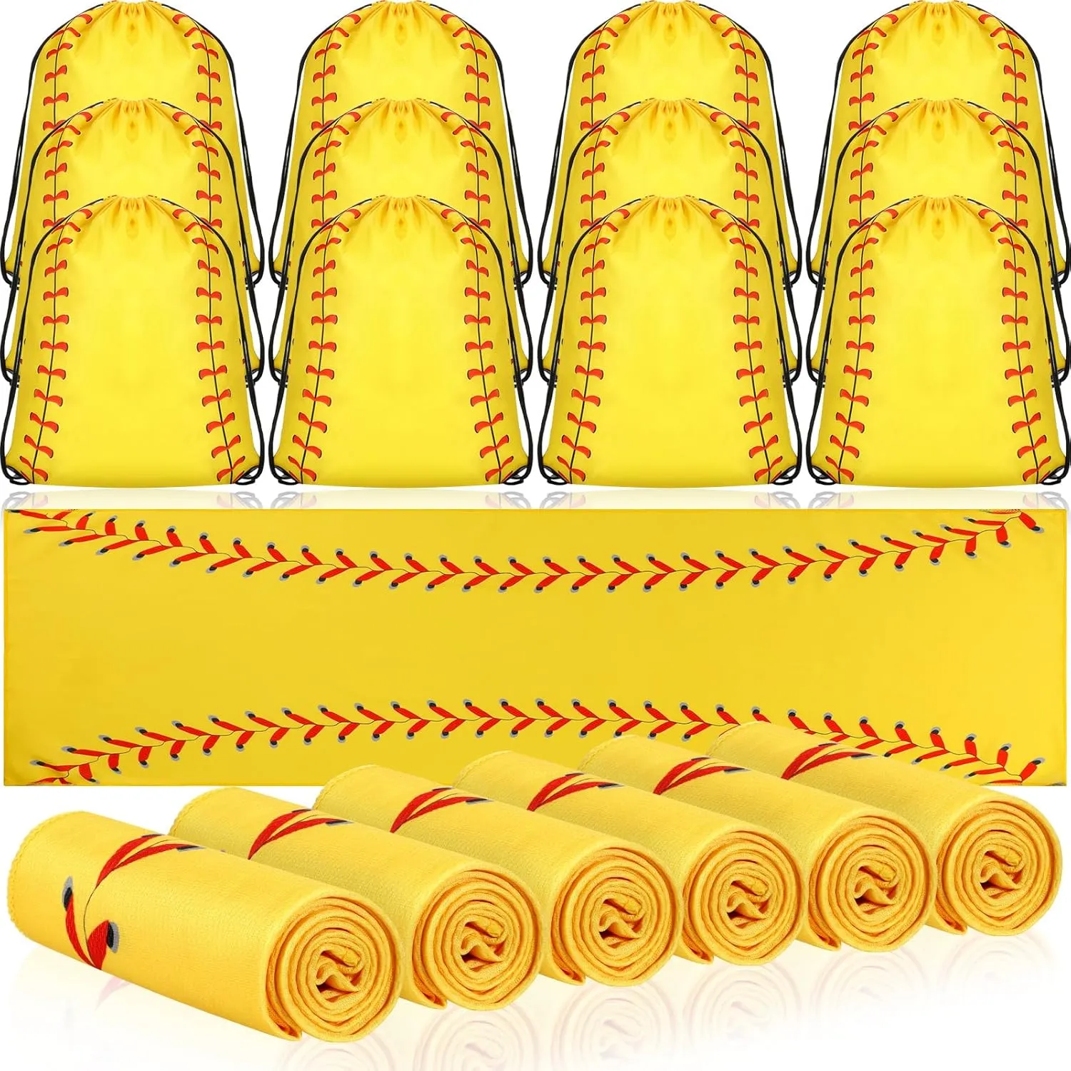 Hahafelt 24 Pcs Team Gifts, Including 12 Pcs Cooling Towels, 12 Pcs Drawstring Backpack Sports Party Favor for Kids Teens Players Athletes Gifts Sport Party Supplies