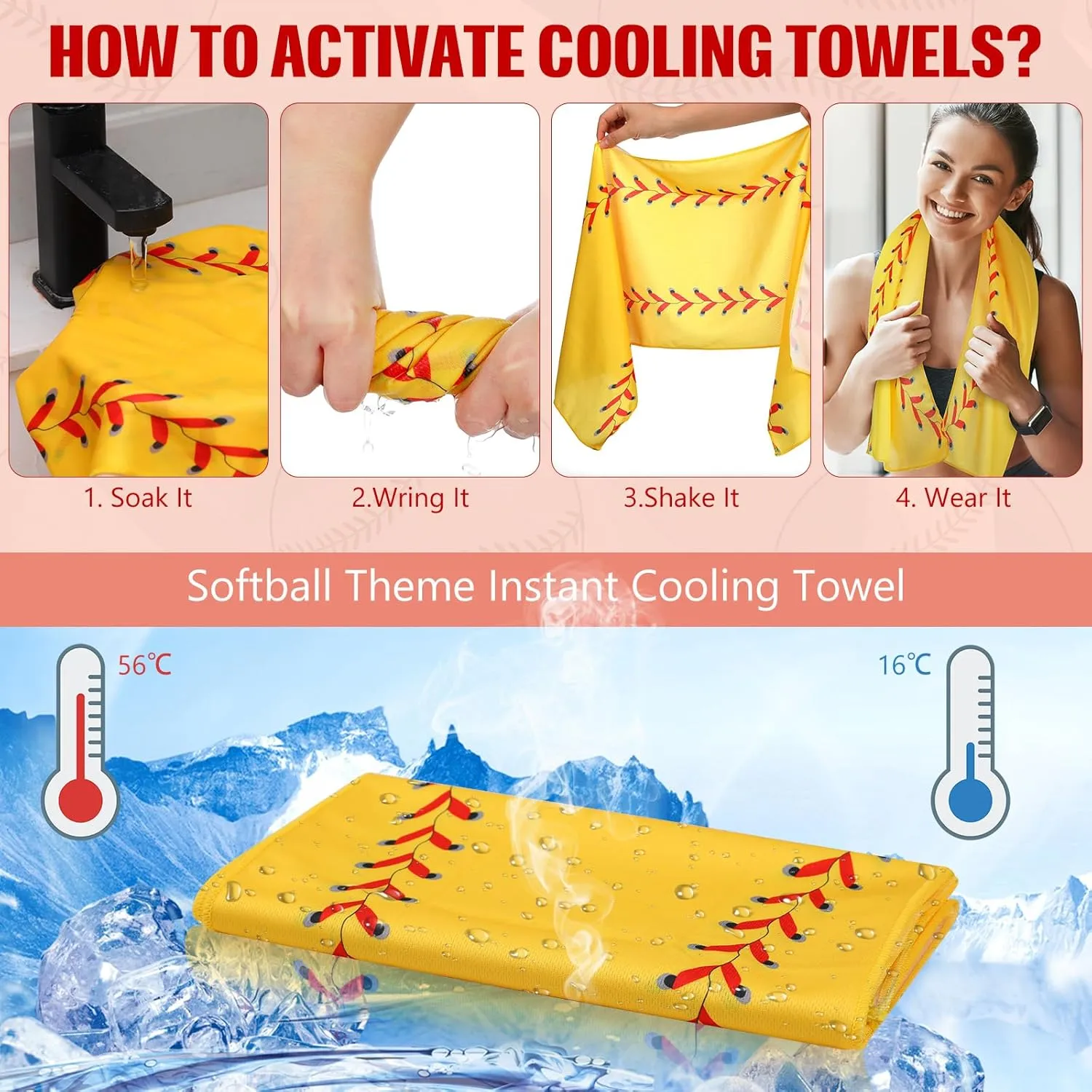 Hahafelt 24 Pcs Team Gifts, Including 12 Pcs Cooling Towels, 12 Pcs Drawstring Backpack Sports Party Favor for Kids Teens Players Athletes Gifts Sport Party Supplies
