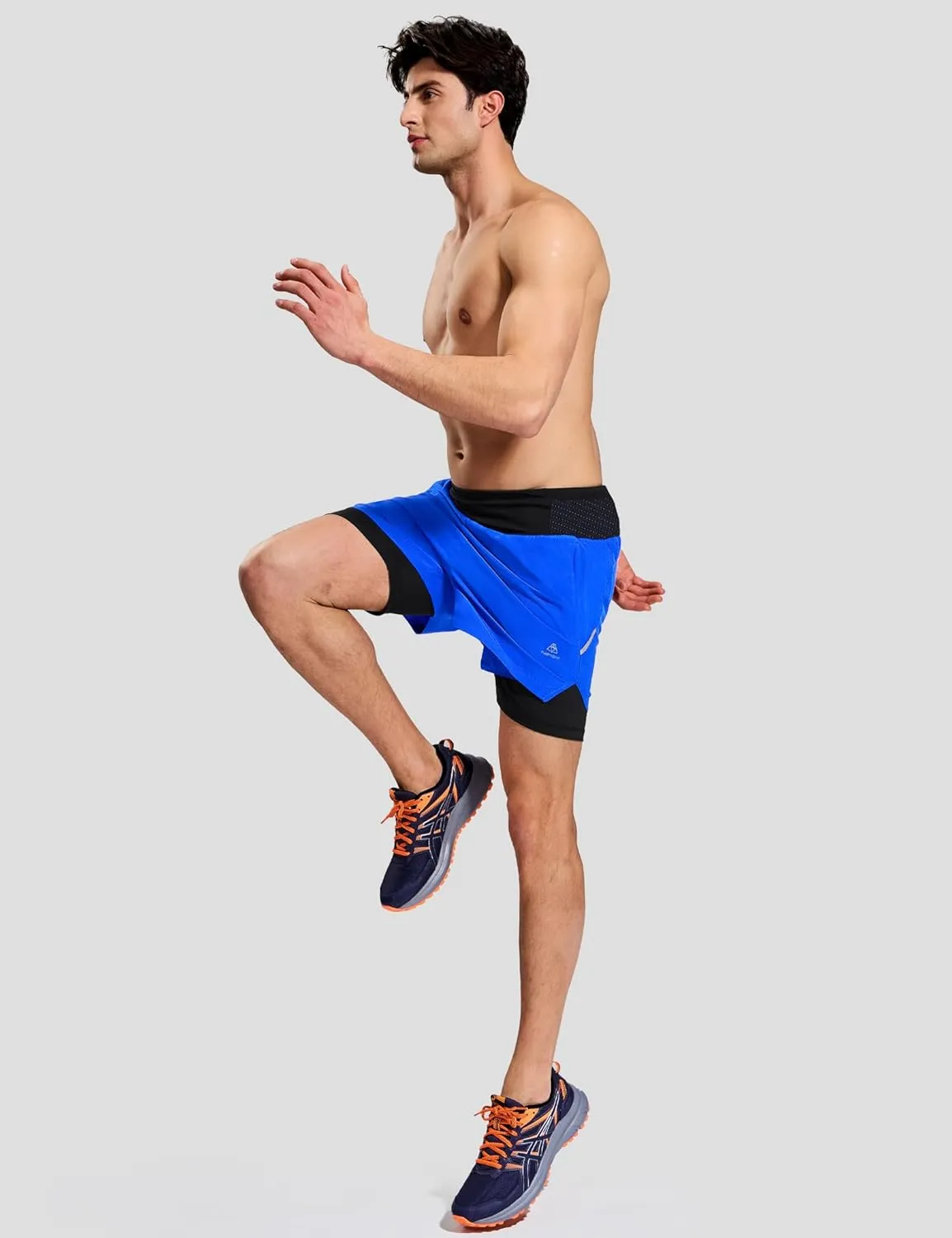 Haimont Men's 2 in 1 Running Shorts with Zipper Pockets Quick Dry Athletic Gym Workout Shorts with Liner